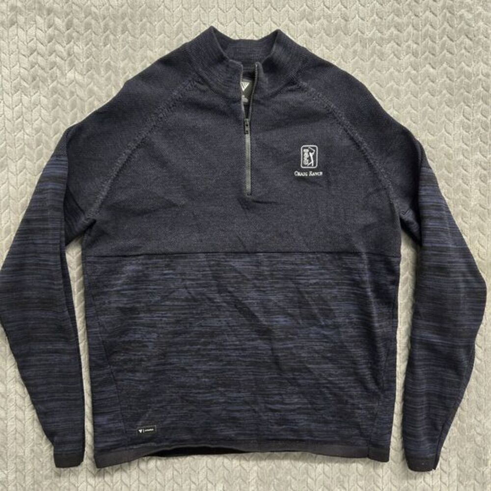 LevelWear Blue‎ Black Sweater Size Large Golf ¼ Zip Warm Thermal Knit Top TPC